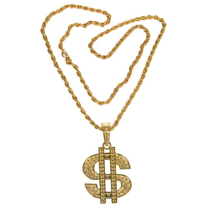 COLLAR RAPERO SIMBOLO DEL DOLLAR COLOR DORADO
